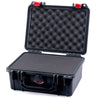 Pelican 1150 Case, Black with Red Latches Pick & Pluck Foam with Convolute Lid Foam ColorCase 011500-0001-110-320