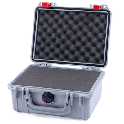 Pelican 1150 Case, Silver with Red Latches Pick & Pluck Foam with Convolute Lid Foam ColorCase 011500-0001-180-320