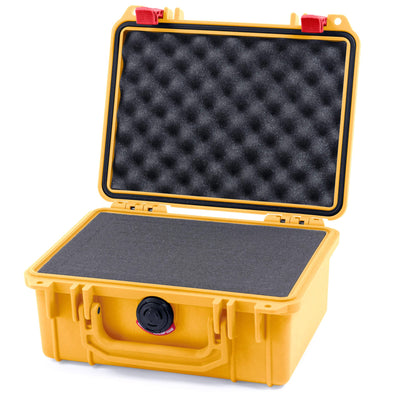 Pelican 1150 Case, Yellow with Red Latches Pick & Pluck Foam with Convolute Lid Foam ColorCase 011500-0001-240-320