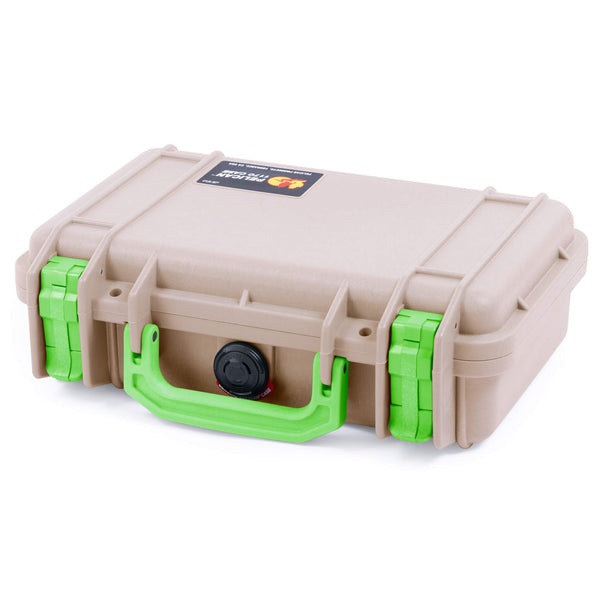 Pelican 1170 Case, Desert Tan With Lime Green Handle & Latches