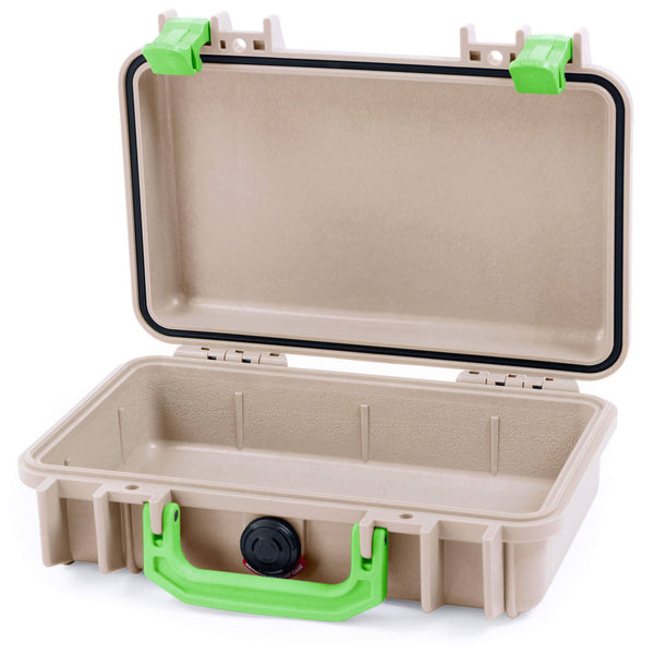 Pelican 1170 Case, Desert Tan With Lime Green Handle & Latches