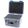 Pelican 1300 Case, Silver with Blue Latches Pick & Pluck Foam with Convolute Lid Foam ColorCase 013000-0001-180-120