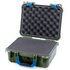 Pelican 1400 Case, OD Green with Blue Handle & Latches Pick & Pluck Foam with Convolute Lid Foam ColorCase 014000-0001-130-120