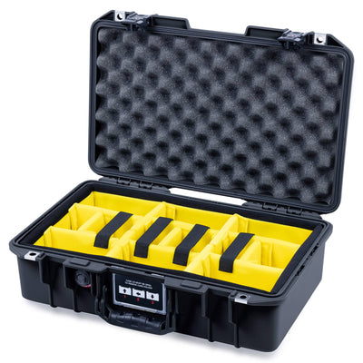 Pelican 1485 Air Case, Black with Black Handle & TSA Locking Latches Yellow Padded Microfiber Dividers with Convoluted Lid Foam ColorCase 014850-0010-110-L10