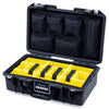 Pelican 1485 Air Case, Black with Black Handle & TSA Locking Latches Yellow Padded Microfiber Dividers with Mesh Lid Organizer ColorCase 014850-0110-110-L10