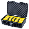 Pelican 1485 Air Case, Black Yellow Padded Microfiber Dividers with Convolute Lid Foam ColorCase 014850-0010-110-111
