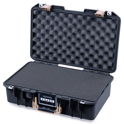 Pelican 1485 Air Case, Black with Desert Tan Handle & Latches Pick & Pluck Foam with Convoluted Lid Foam ColorCase 014850-0001-110-311