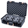 Pelican 1485 Air Case, Black with Desert Tan Handle & Latches Gray Padded Microfiber Dividers with Convoluted Lid Foam ColorCase 014850-0070-110-311