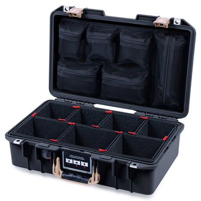 Pelican 1485 Air Case, Black with Desert Tan Handle & Latches TrekPak Divider System with Mesh Lid Organizer ColorCase 014850-0120-110-311