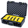 Pelican 1485 Air Case, Black with OD Green Handle & Latches Yellow Padded Microfiber Dividers with Convoluted Lid Foam ColorCase 014850-0010-110-131