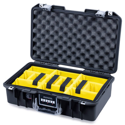 Pelican 1485 Air Case, Black with Silver Latches Yellow Padded Microfiber Dividers with Convolute Lid Foam ColorCase 014850-0010-110-181