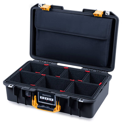 Pelican 1485 Air Case, Black with Yellow Latches TrekPak Divider System with Computer Pouch ColorCase 014850-0220-110-241