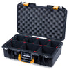 Pelican 1485 Air Case, Black with Yellow Latches TrekPak Divider System with Convolute Lid Foam ColorCase 014850-0020-110-241