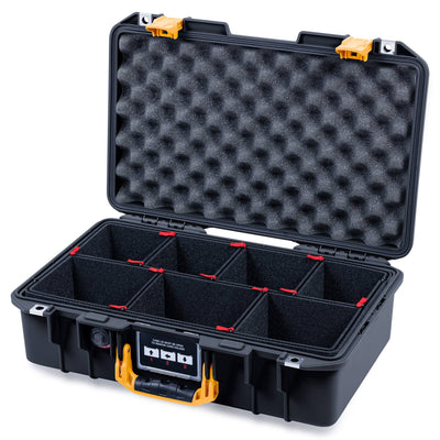 Pelican 1485 Air Case, Black with Yellow Latches TrekPak Divider System with Convolute Lid Foam ColorCase 014850-0020-110-241