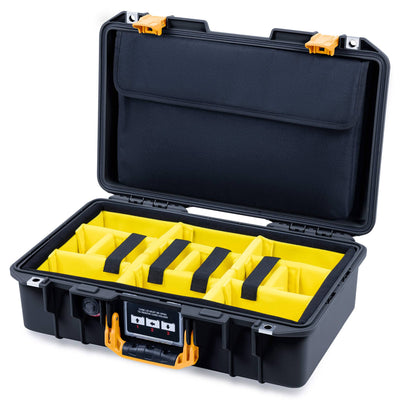 Pelican 1485 Air Case, Black with Yellow Latches Yellow Padded Microfiber Dividers with Computer Pouch ColorCase 014850-0210-110-241