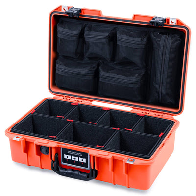 Pelican 1485 Air Case, Orange with Black Handle & TSA Locking Latches TrekPak Divider System with Mesh Lid Organizer ColorCase 014850-0120-150-L10