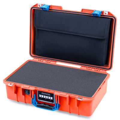 Pelican 1485 Air Case, Orange with Blue Latches Pick & Pluck Foam with Computer Pouch ColorCase 014850-0201-150-121