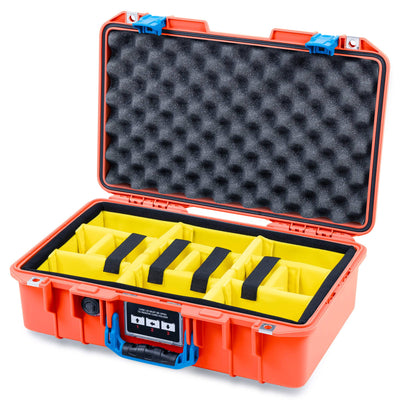 Pelican 1485 Air Case, Orange with Blue Latches Yellow Padded Microfiber Dividers with Convolute Lid Foam ColorCase 014850-0010-150-121