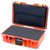 Pelican 1485 Air Case, Orange with Yellow Handle & Latches Pick & Pluck Foam with Laptop Computer Lid Pouch ColorCase 014850-0201-150-241