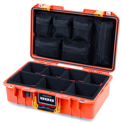 Pelican 1485 Air Case, Orange with Yellow Handle & Latches TrekPak Divider System with Mesh Lid Organizer ColorCase 014850-0120-150-241