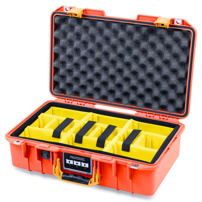 Pelican 1485 Air Case, Orange with Yellow Handle & Latches Yellow Padded Microfiber Dividers with Convoluted Lid Foam ColorCase 014850-0010-150-241