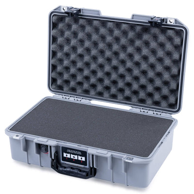 Pelican 1485 Air Case, Silver with Black Handle & TSA Locking Latches Pick & Pluck Foam with Convoluted Lid Foam ColorCase 014850-0001-180-L10