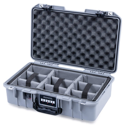 Pelican 1485 Air Case, Silver with Black Handle & TSA Locking Latches Gray Padded Microfiber Dividers with Convoluted Lid Foam ColorCase 014850-0070-180-L10