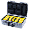 Pelican 1485 Air Case, Silver with Black Handle & TSA Locking Latches Yellow Padded Microfiber Dividers with Mesh Lid Organizer ColorCase 014850-0110-180-L10