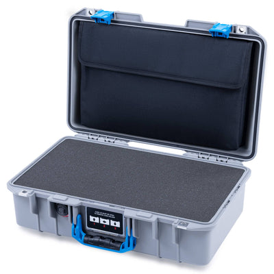 Pelican 1485 Air Case, Silver with Blue Latches TrekPak Divider System with Convolute Lid Foam ColorCase 014850-0020-180-121