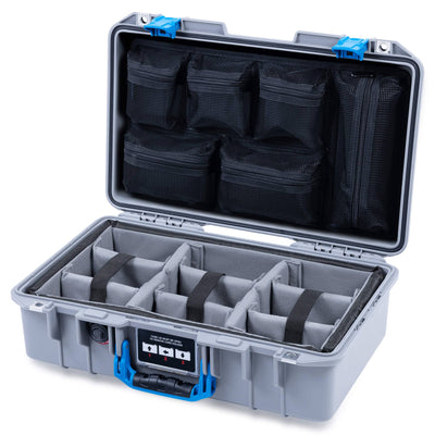 Pelican 1485 Air Case, Silver with Blue Latches ColorCase