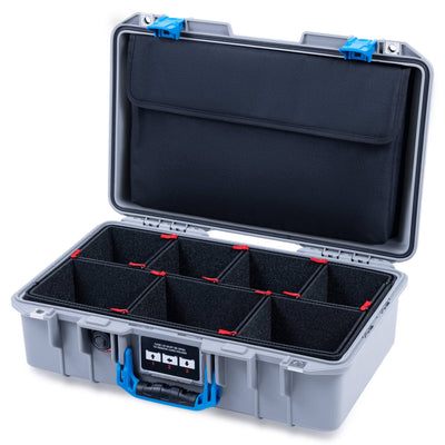 Pelican 1485 Air Case, Silver with Blue Latches TrekPak Divider System with Computer Pouch ColorCase 014850-0220-180-121