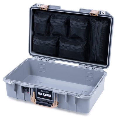 Pelican 1485 Air Case, Silver with Desert Tan Handle & Latches Mesh Lid Organizer Only ColorCase 014850-0100-180-311