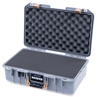 Pelican 1485 Air Case, Silver with Desert Tan Handle & Latches Pick & Pluck Foam with Convoluted Lid Foam ColorCase 014850-0001-180-311