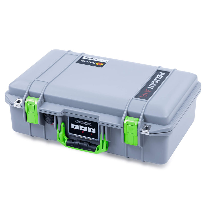Pelican 1485 Air Case, Silver with Lime Green Latches ColorCase 