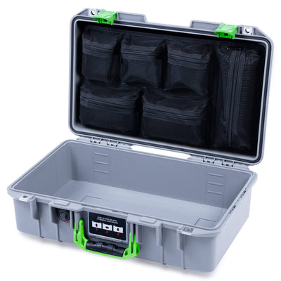 Pelican 1485 Air Case, Silver with Lime Green Latches ColorCase