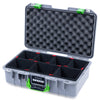 Pelican 1485 Air Case, Silver with Lime Green Latches TrekPak Divider System with Convolute Lid Foam ColorCase 014850-0020-180-301