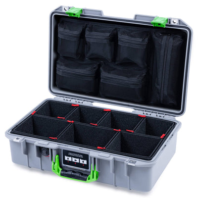 Pelican 1485 Air Case, Silver with Lime Green Latches ColorCase