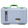 Pelican 1485 Air Case, Silver with Lime Green Latches ColorCase