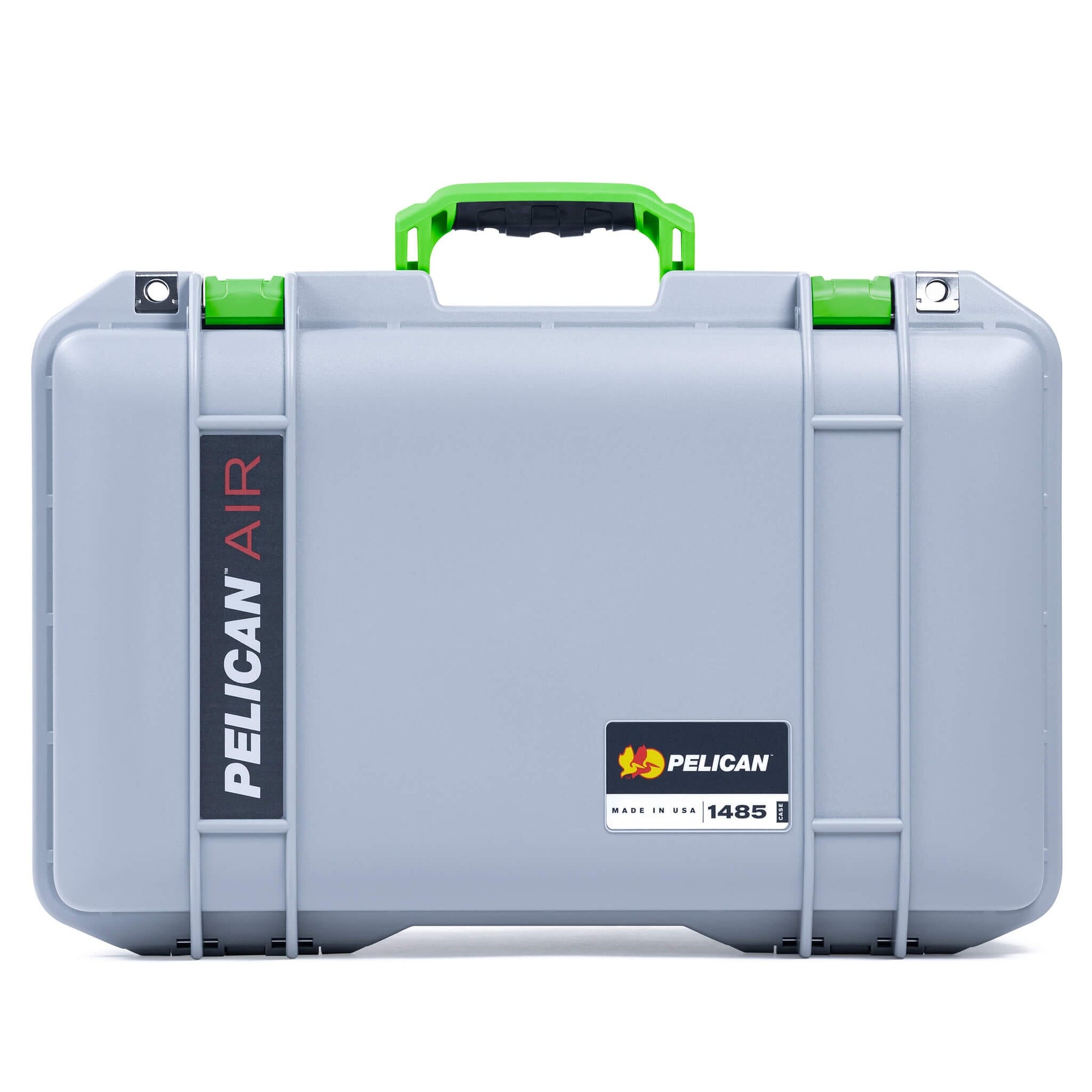 Pelican 1485 Air Case, Silver with Lime Green Latches ColorCase 