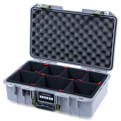 Pelican 1485 Air Case, Silver with OD Green Handle & Latches TrekPak Divider System with Convoluted Lid Foam ColorCase 014850-0020-180-131