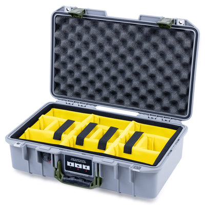 Pelican 1485 Air Case, Silver with OD Green Handle & Latches Yellow Padded Microfiber Dividers with Convoluted Lid Foam ColorCase 014850-0010-180-131