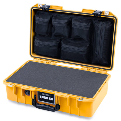 Pelican 1485 Air Case, Yellow with Black Handle & TSA Locking Latches Pick & Pluck Foam with Mesh Lid Organizer ColorCase 014850-0101-240-L10