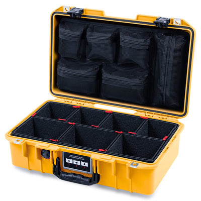 Pelican 1485 Air Case, Yellow with Black Handle & TSA Locking Latches TrekPak Divider System with Mesh Lid Organizer ColorCase 014850-0120-240-L10