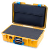 Pelican 1485 Air Case, Yellow with Blue Latches Pick & Pluck Foam with Computer Pouch ColorCase 014850-0201-240-121