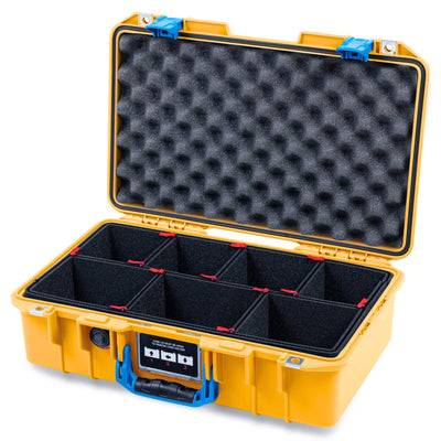 Pelican 1485 Air Case, Yellow with Blue Latches TrekPak Divider System with Convolute Lid Foam ColorCase 014850-0020-240-121