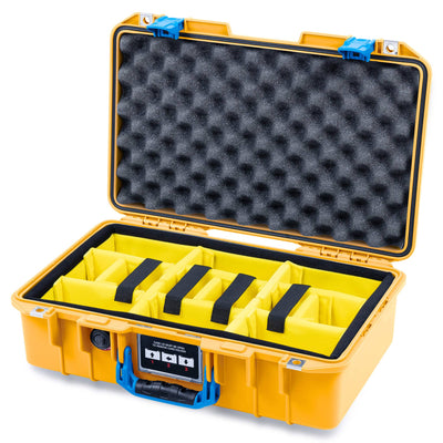 Pelican 1485 Air Case, Yellow with Blue Latches Yellow Padded Microfiber Dividers with Convolute Lid Foam ColorCase 014850-0010-240-121