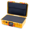 Pelican 1485 Air Case, Yellow with Orange Handle & Latches Pick & Pluck Foam with Laptop Computer Lid Pouch ColorCase 014850-0201-240-151