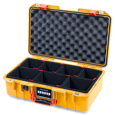 Pelican 1485 Air Case, Yellow with Orange Handle & Latches TrekPak Divider System with Convoluted Lid Foam ColorCase 014850-0020-240-151