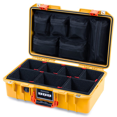 Pelican 1485 Air Case, Yellow with Orange Handle & Latches TrekPak Divider System with Mesh Lid Organizer ColorCase 014850-0120-240-151