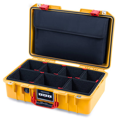 Pelican 1485 Air Case, Yellow with Red Latches TrekPak Divider System with Computer Pouch ColorCase 014850-0220-240-321